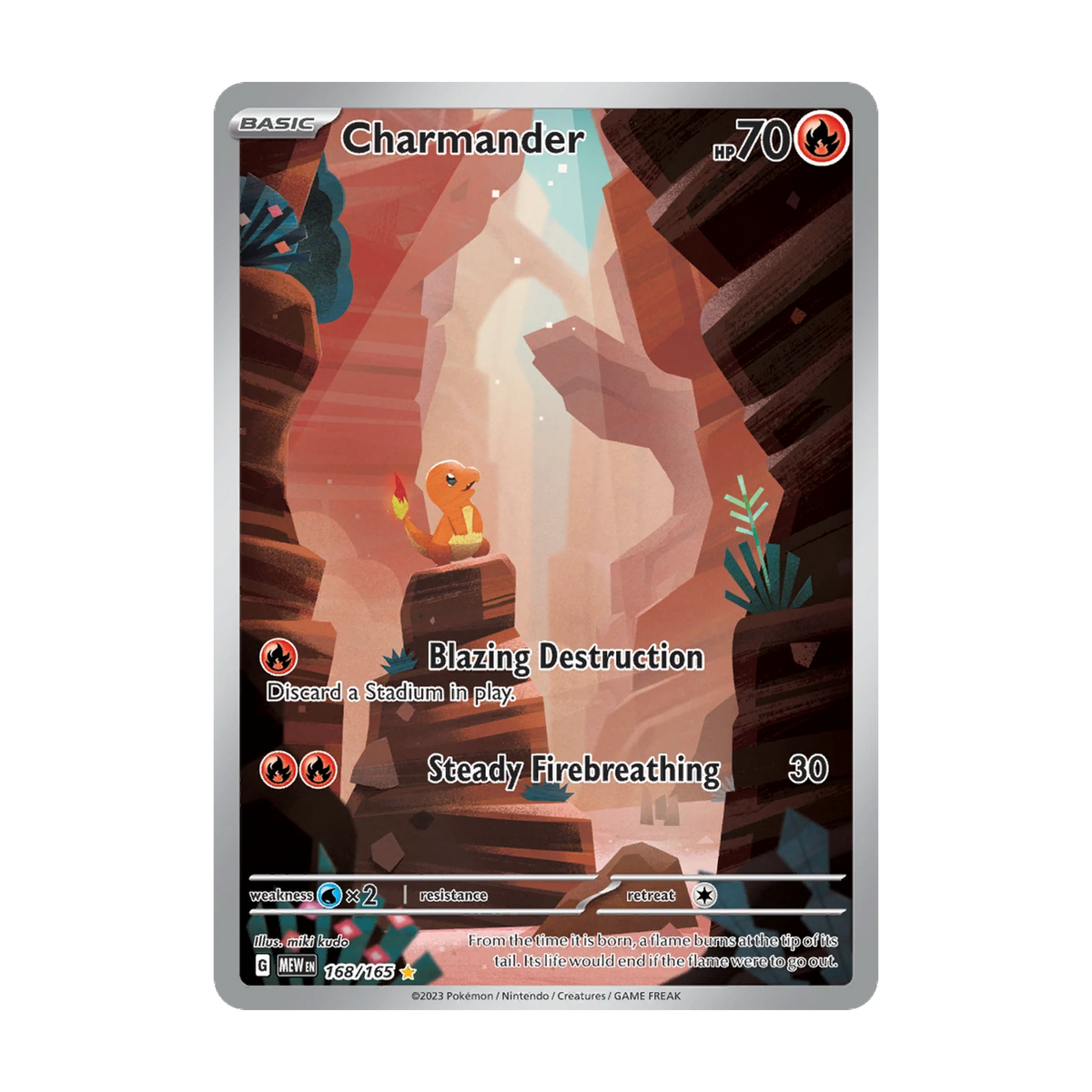 Chase-kaart: Charmander 168, 151 Booster Pack (Engels). Mogelijke pull; niet gegarandeerd inbegrepen.