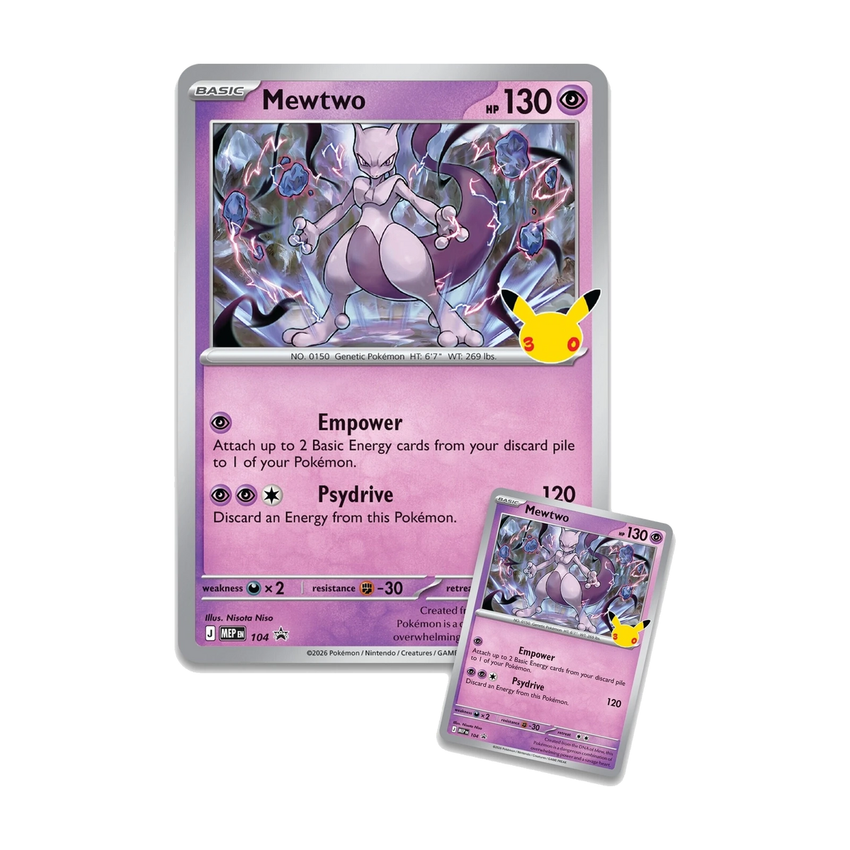 30th Celebration Figure Collection Mewtwo – promokaart en oversized kaart