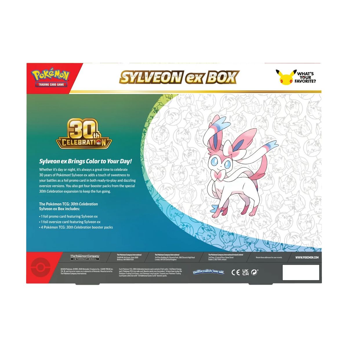 30th Celebration Sylveon ex Box (Engelse editie) – achterkant