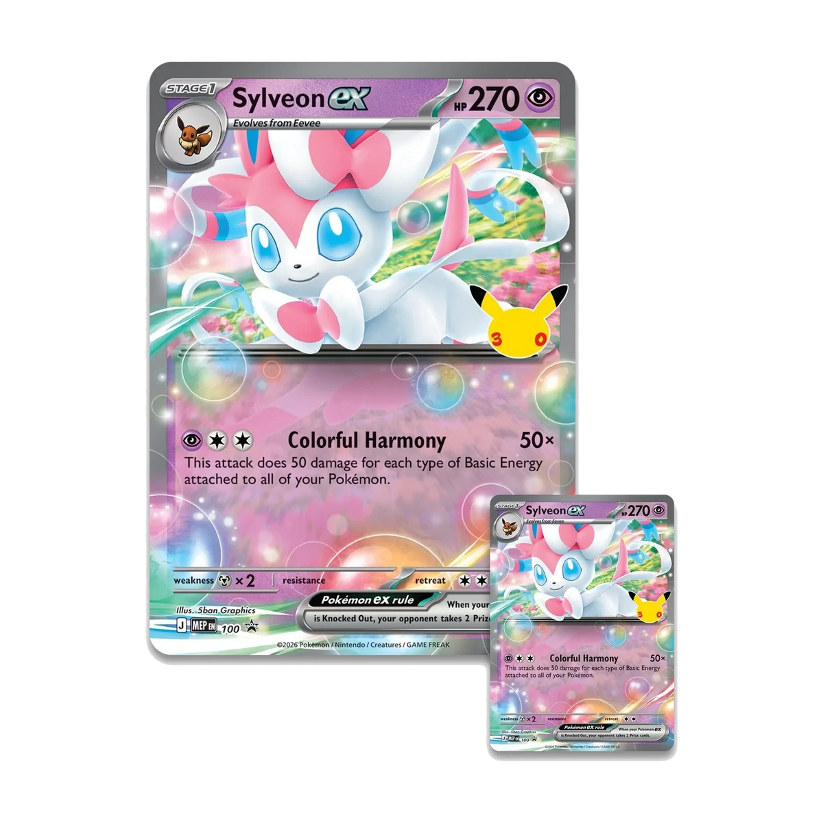 30th Celebration Sylveon ex Box (Engelse editie) – promokaart en oversized kaart