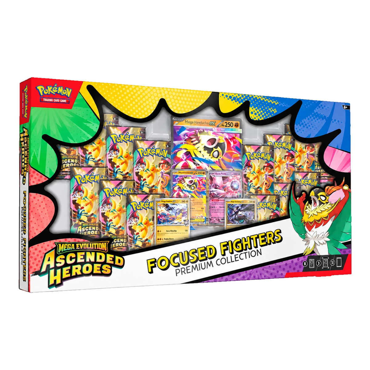 Ascended Heroes Focused Fighters Premium Collection – voorkant en linkerzijkant