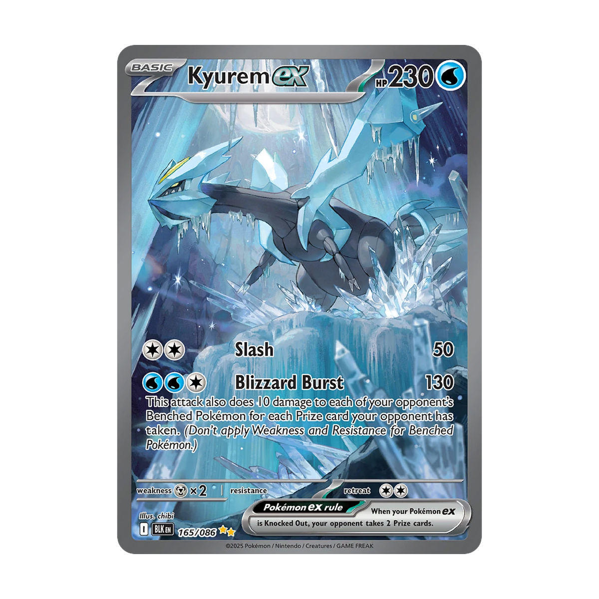 Chase-kaart: Kyurem ex 165, Black Bolt Booster Pack (Engels). Mogelijke pull; niet gegarandeerd inbegrepen.