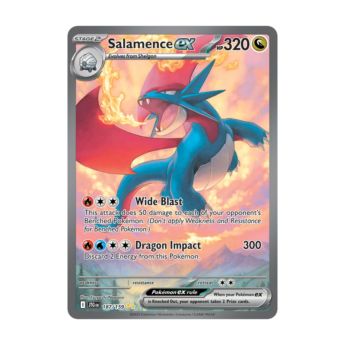 Chase-kaart: Salamence ex 187, Journey Together Booster Pack (Engels). Mogelijke pull; niet gegarandeerd inbegrepen.