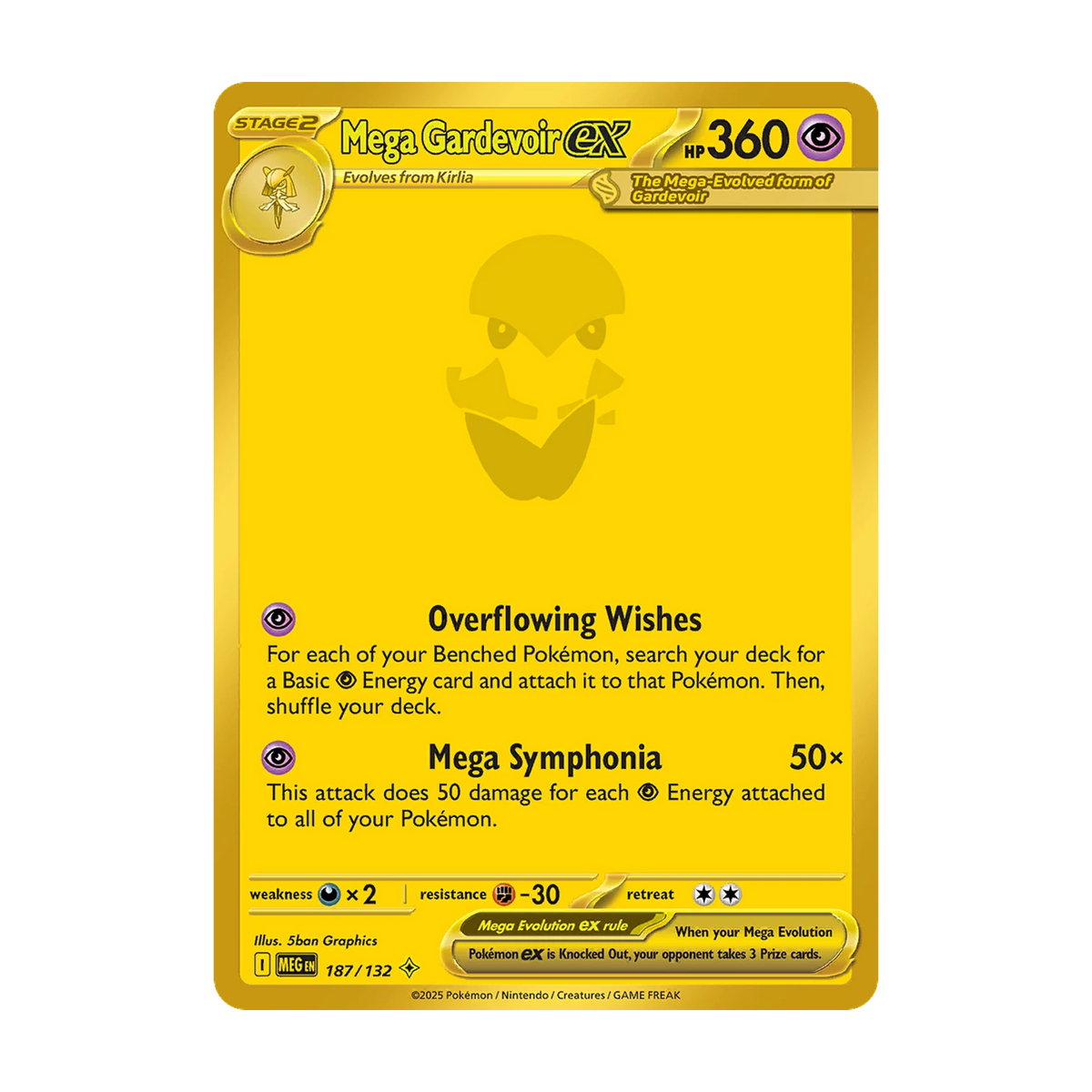 Chase-kaart: Mega Gardevoir ex 187, Mega Evolution Booster Pack (Engels). Mogelijke pull; niet gegarandeerd inbegrepen.