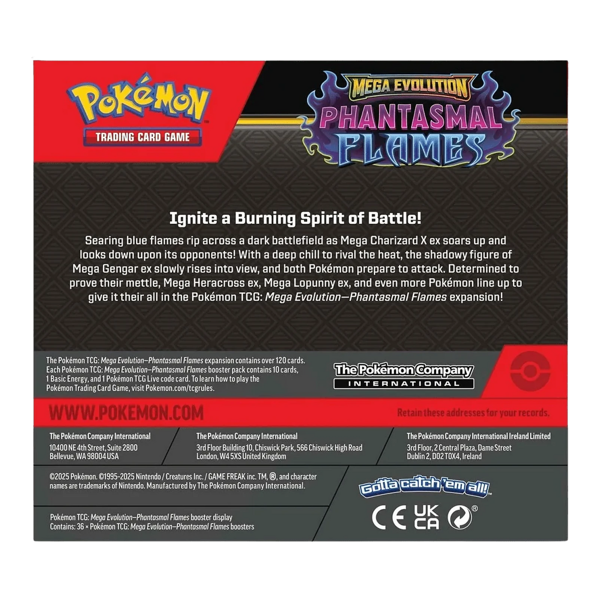 Mega Evolution Phantasmal Flames Booster Box – achterkant