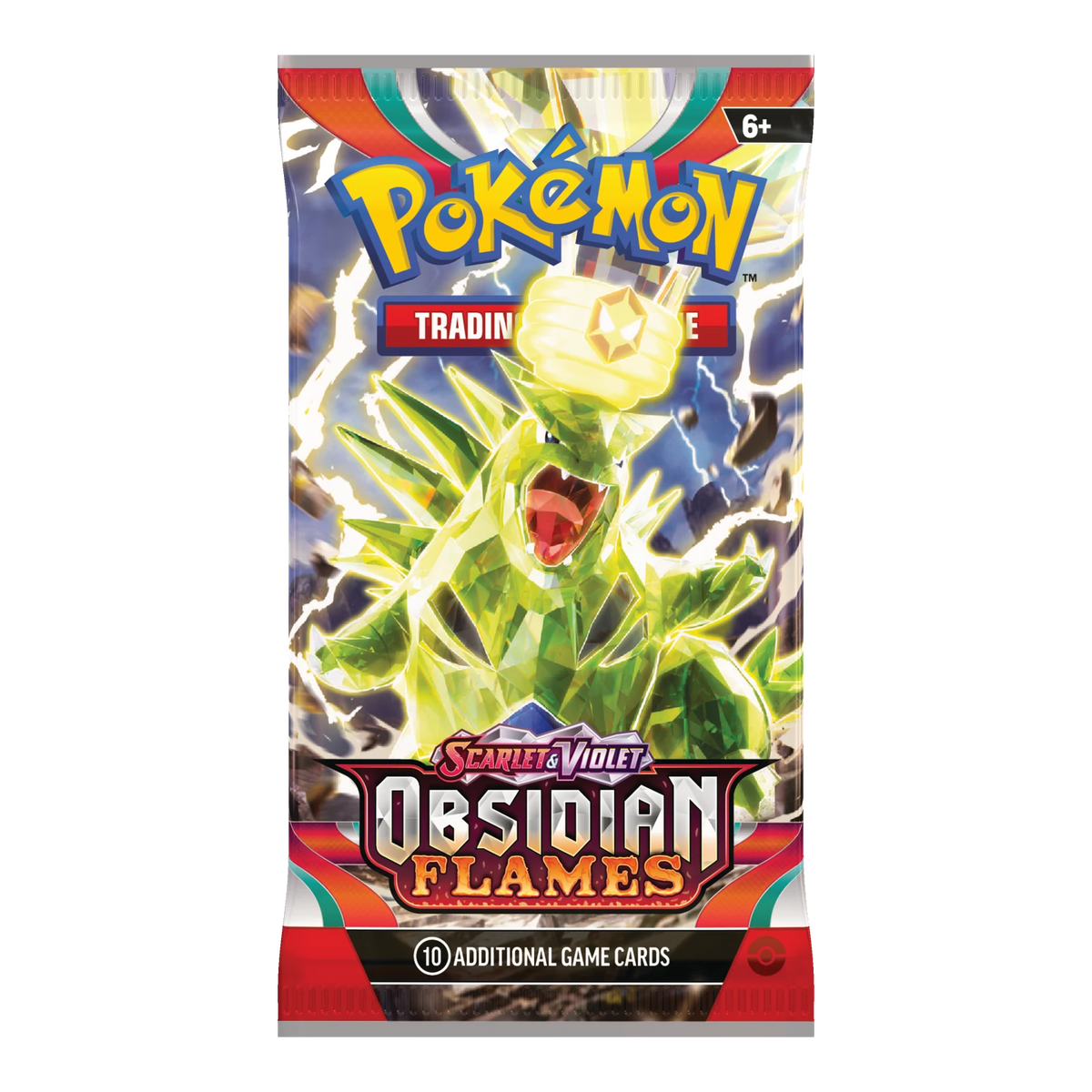 Obsidian Flames Booster Pack – Engelse verpakking, artwork Tyranitar
