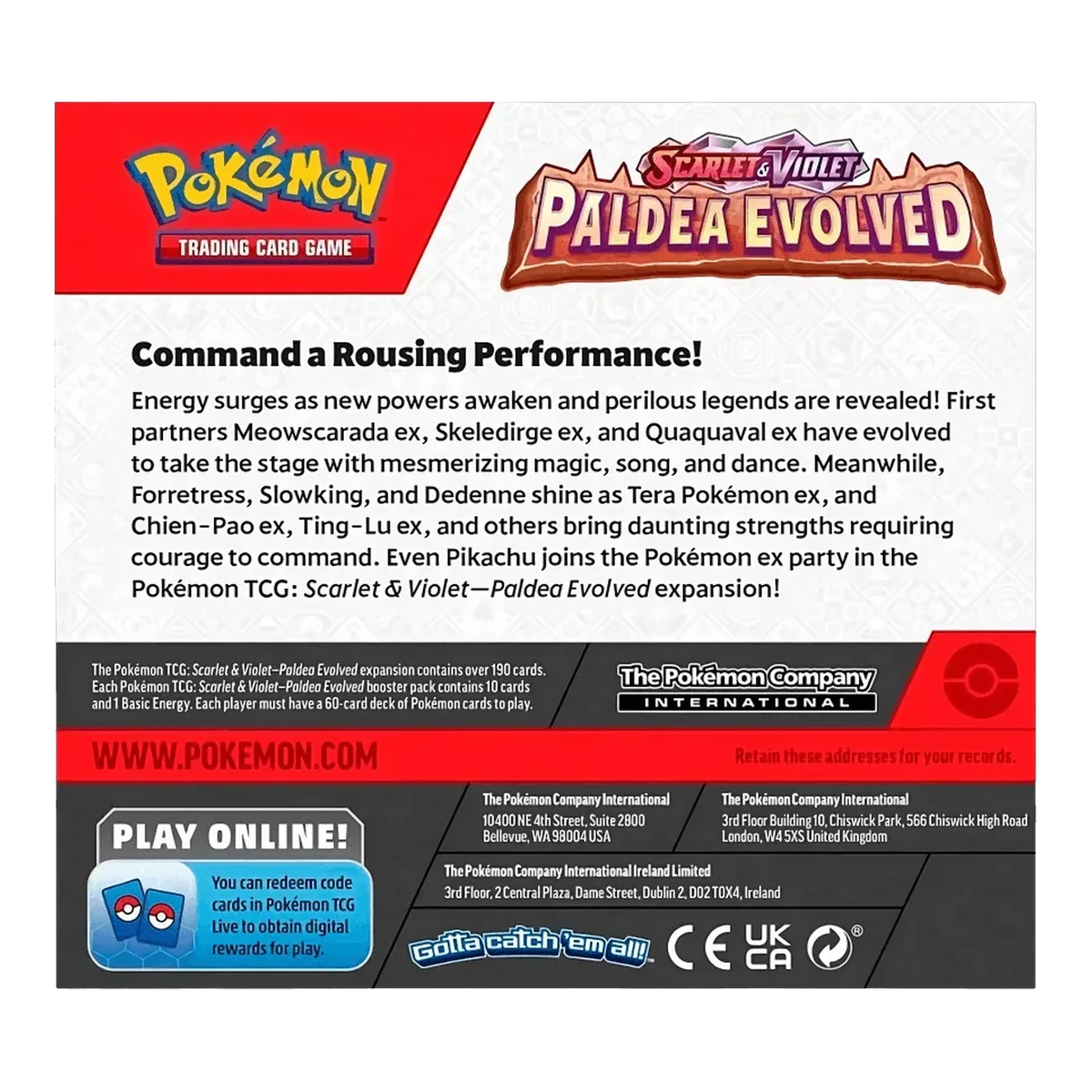 Paldea Evolved Booster Box – achterkant van de verpakking