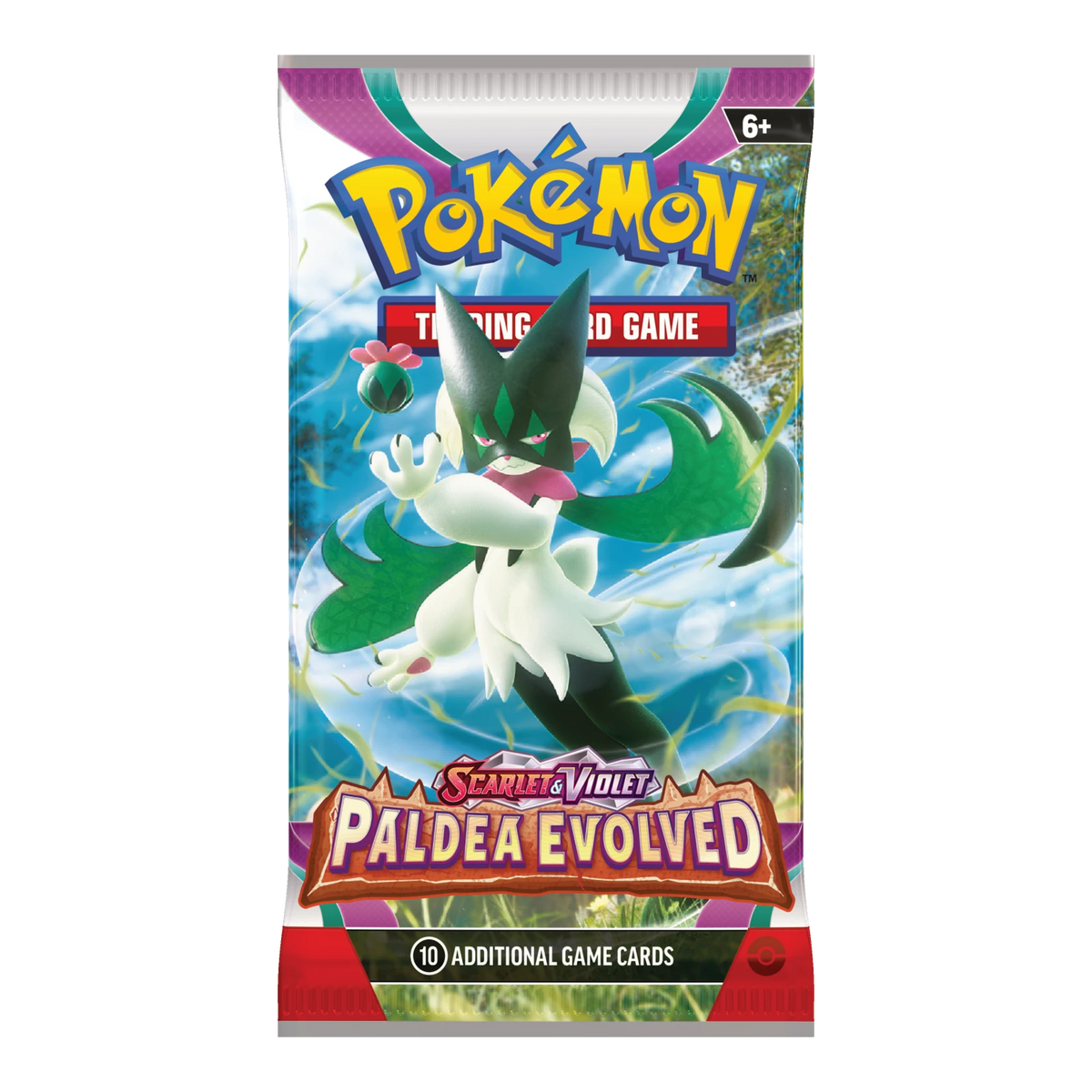 Paldea Evolved Booster Pack – Engelse verpakking, artwork Meowscarada