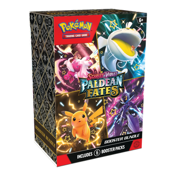 Paldean Fates Booster Bundle – voorkant en linkerzijkant