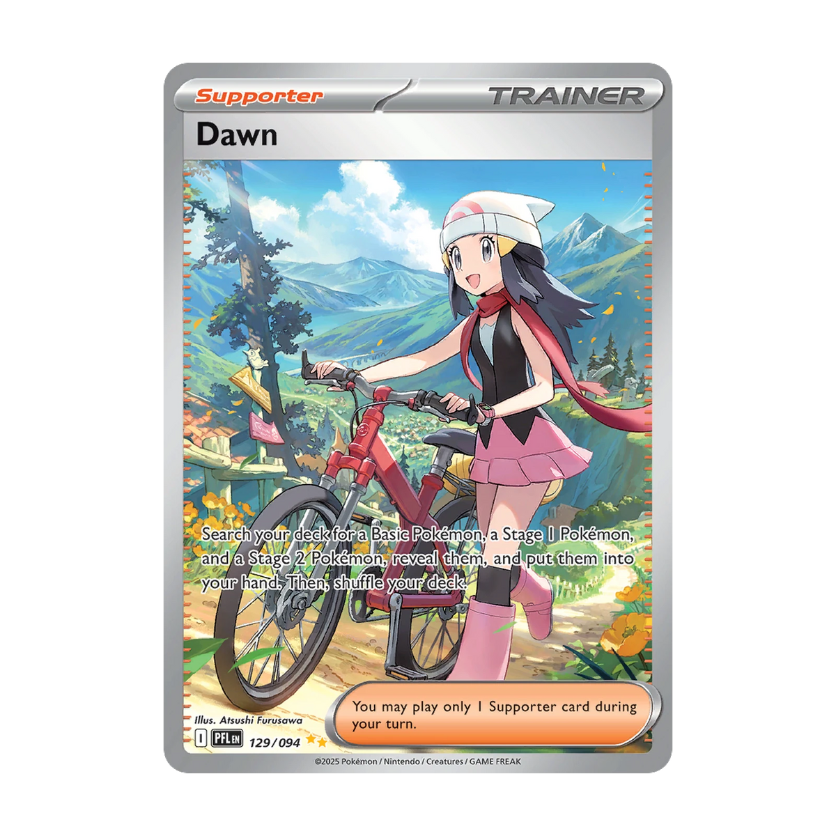 Chase-kaart: Dawn 129, Phantasmal Flames Booster Pack (Engels). Mogelijke pull; niet gegarandeerd inbegrepen.
