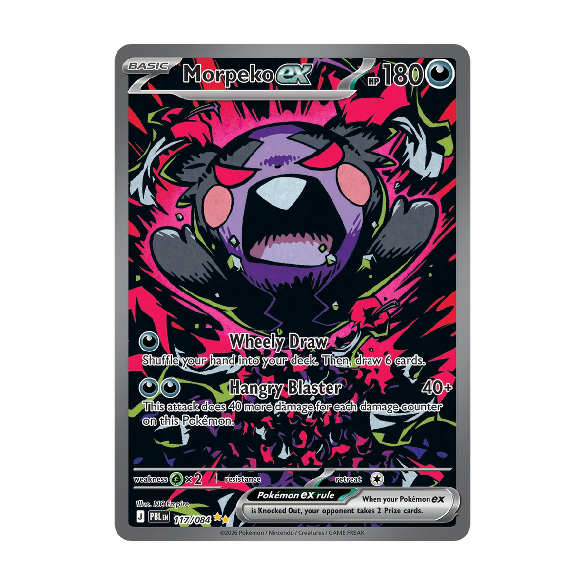 Chase-kaart: Morpeko ex 117, Pitch Black Booster Pack (Engels). Mogelijke pull; niet gegarandeerd inbegrepen.