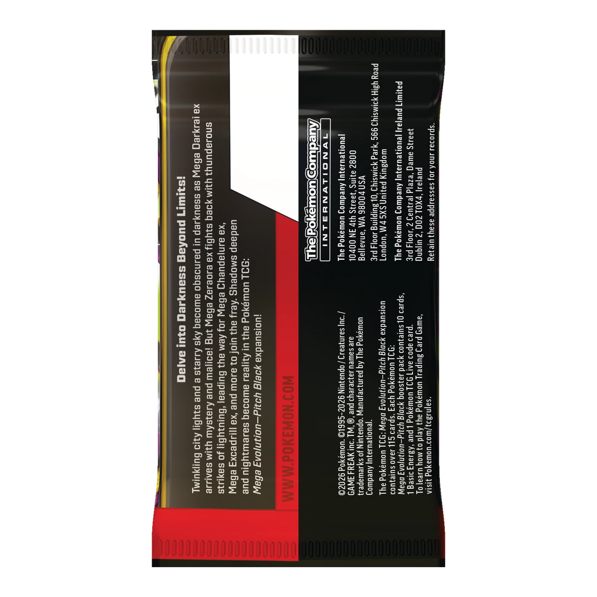 Pitch Black Booster Pack – achterkant van de verpakking