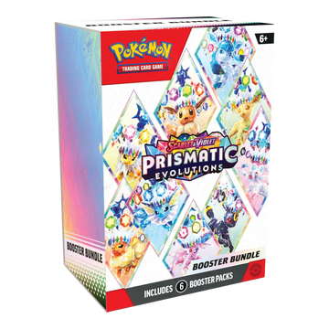 Pokémon Prismatic Evolutions Booster Bundle – voorkant en linkerzijkant