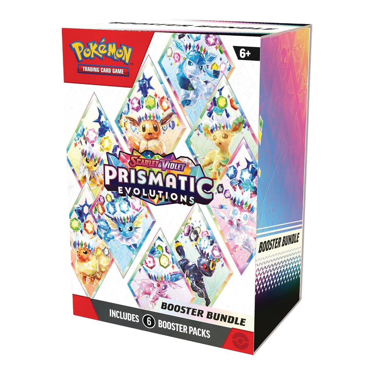 Pokémon Prismatic Evolutions Booster Bundle – voorkant en rechterzijkant