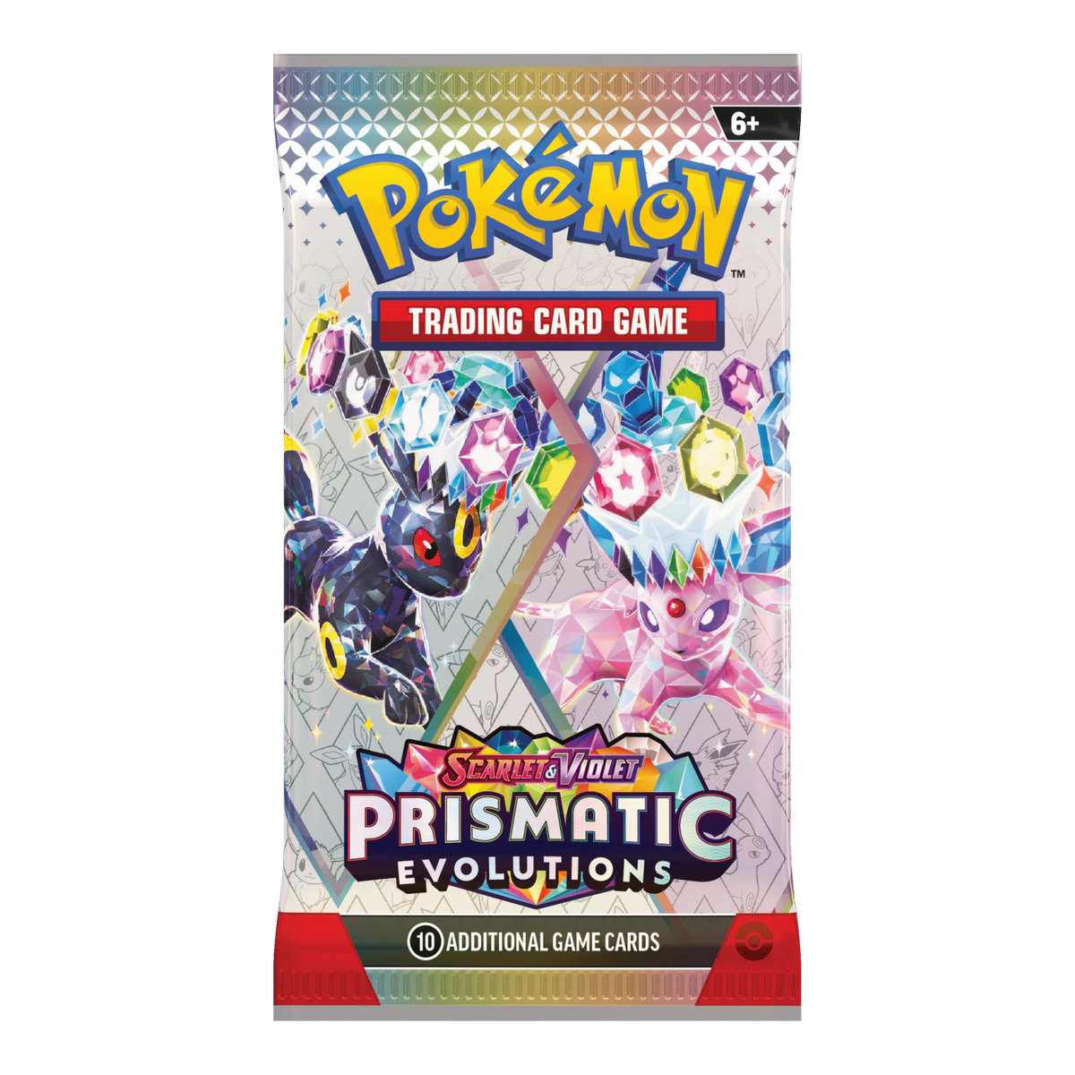 Prismatic Evolutions Booster Pack – Engelse verpakking, artwork Espeon Umbreon