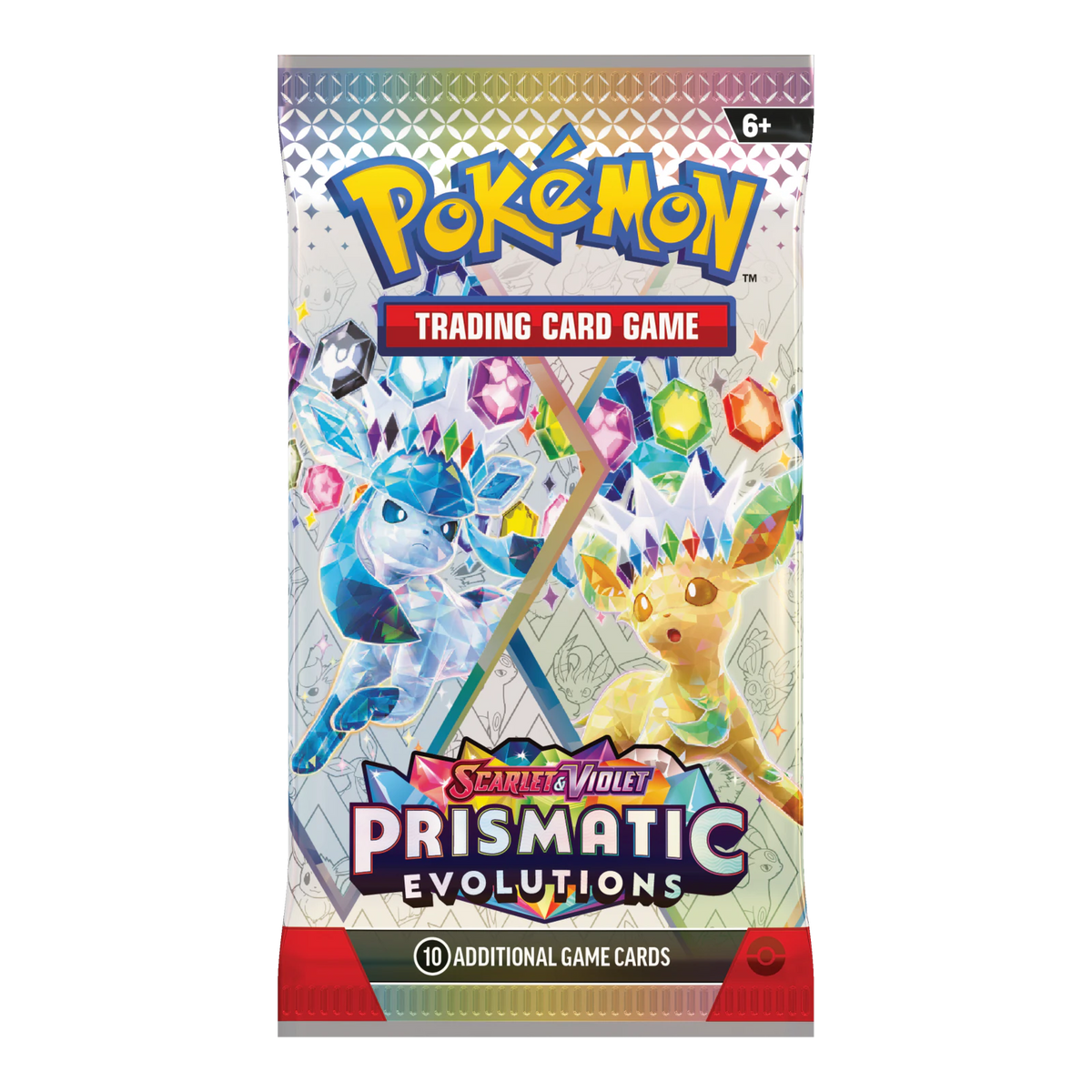 Prismatic Evolutions Booster Pack – Engelse verpakking, artwork Leafeon Glaceon