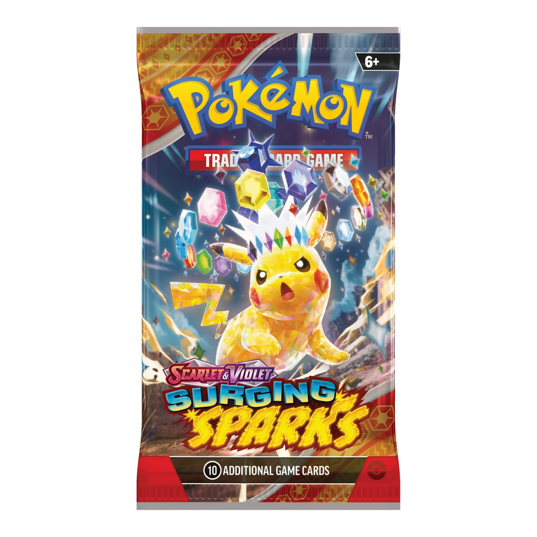 Surging Sparks Booster Pack – Engelse verpakking, artwork Pikachu