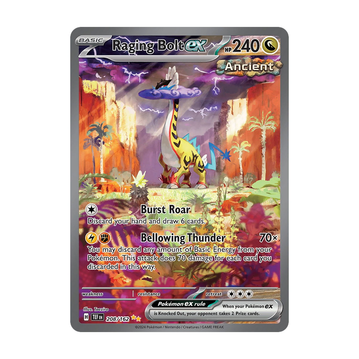 Chase-kaart: Raging Bolt ex 208/162, Temporal Forces (Engels). Mogelijke pull; niet gegarandeerd inbegrepen.